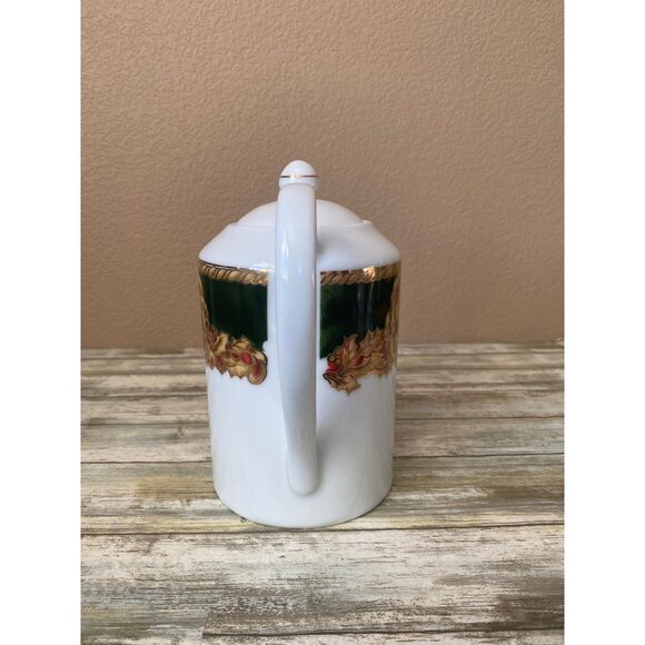 American Atelier Noel Christmas Teapot Gold Trim Holiday Porcelain 3398 - Picture 4 of 13